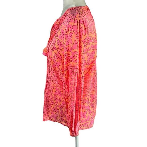 vineyard vines Top Pink Print w Tie Neck New !! Long Sleeves Size XSmall NEW !!! - Picture 5 of 11